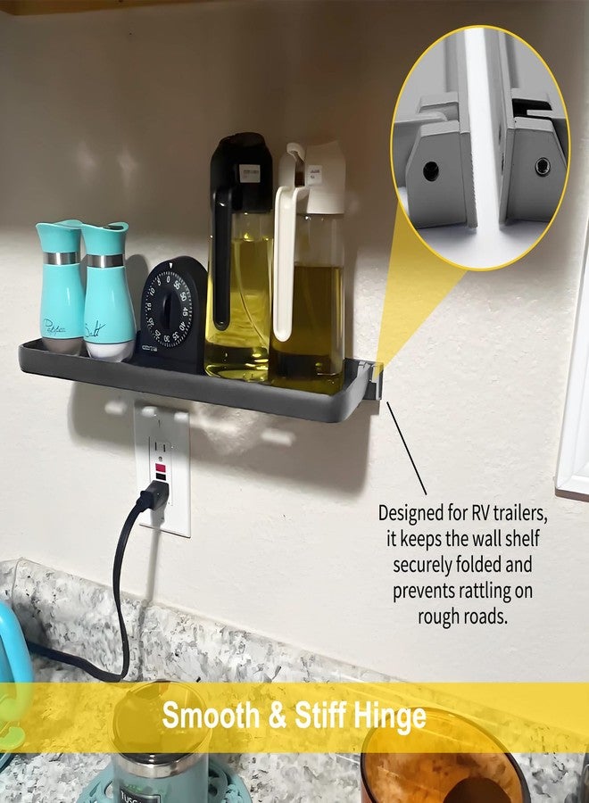 رف حائط قابل للطي من زوساني، عبوة من قطعتين، مصنوع من الألومنيوم الرمادي، مقاس 12 بوصة، منظم حائط قابل للطي بدون حفر، موفر للمساحة، مناسب للعربات الترفيهية، الكرفانات، والاستحمام - Image 3